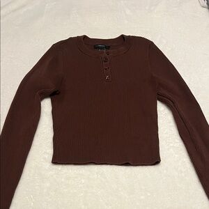 Forever 21 Chocolate Button Down Ribbed Top